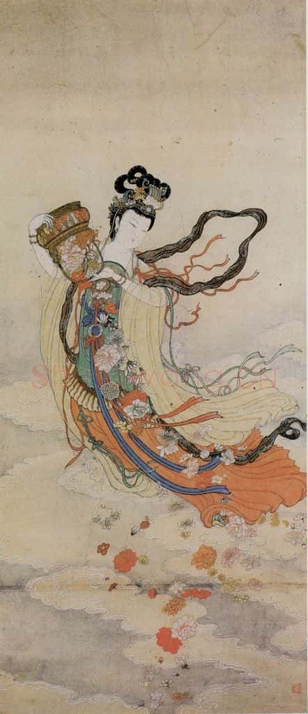 1971年 黄秋园《天女散花》书画作品