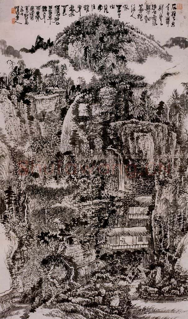 1974年 黄秋园《林泉觅隐图》书画作品