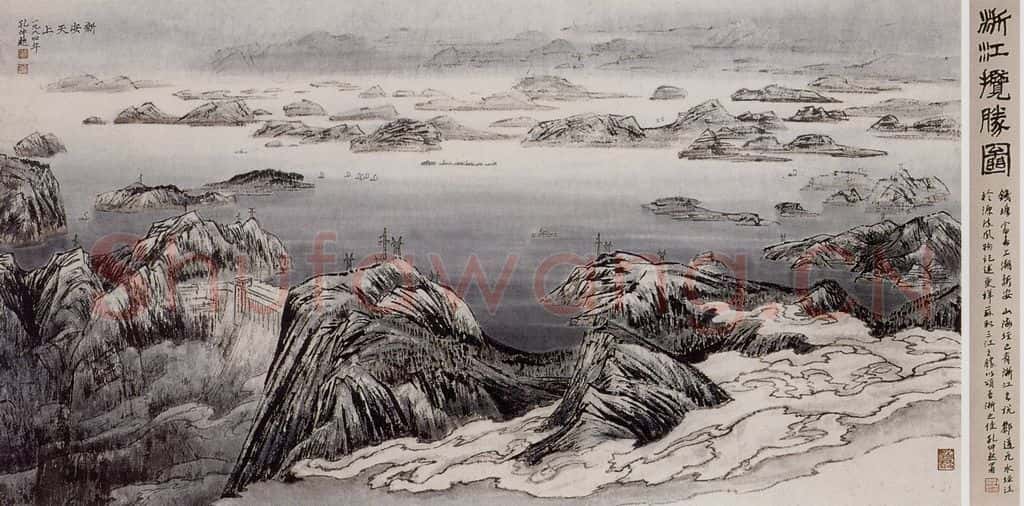 孔仲起《浙江揽胜图》书画作品