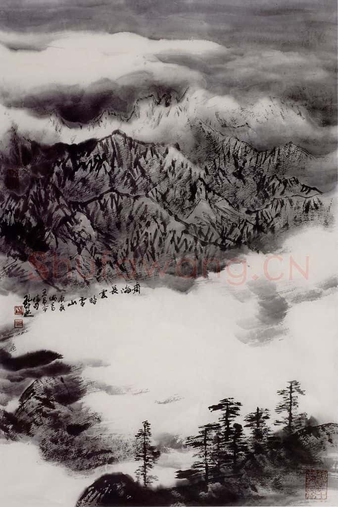  孔仲起《青海长云暗雪山》书画作品