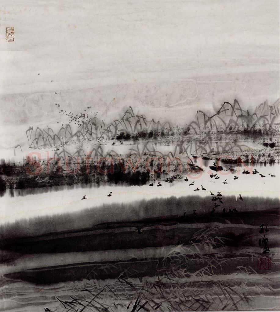  孔仲起《湿地写生》书画作品