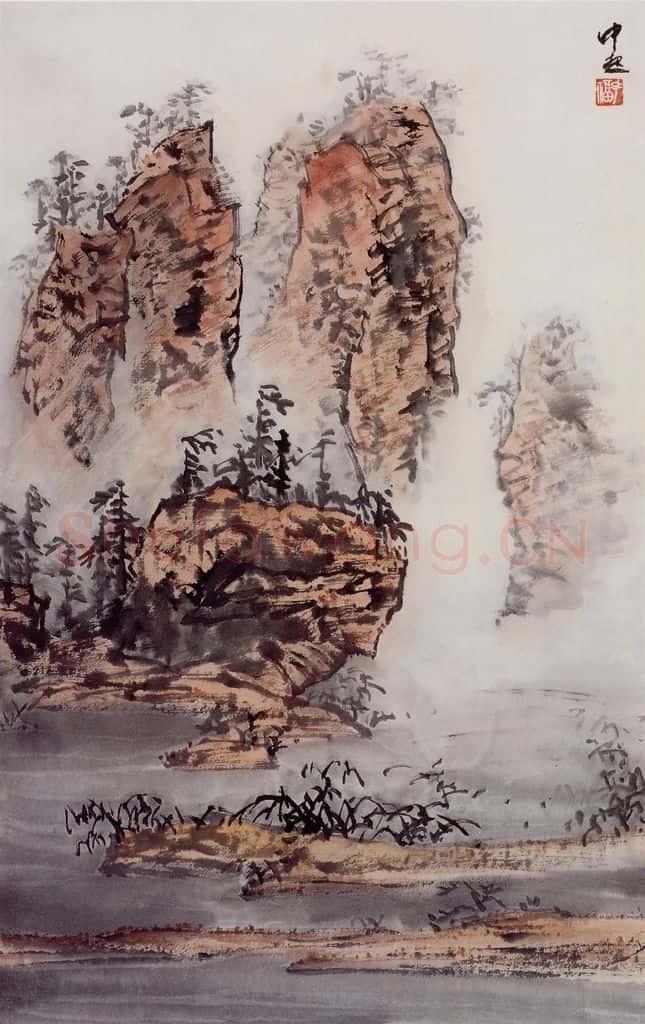 孔仲起《张家界写生》书画作品