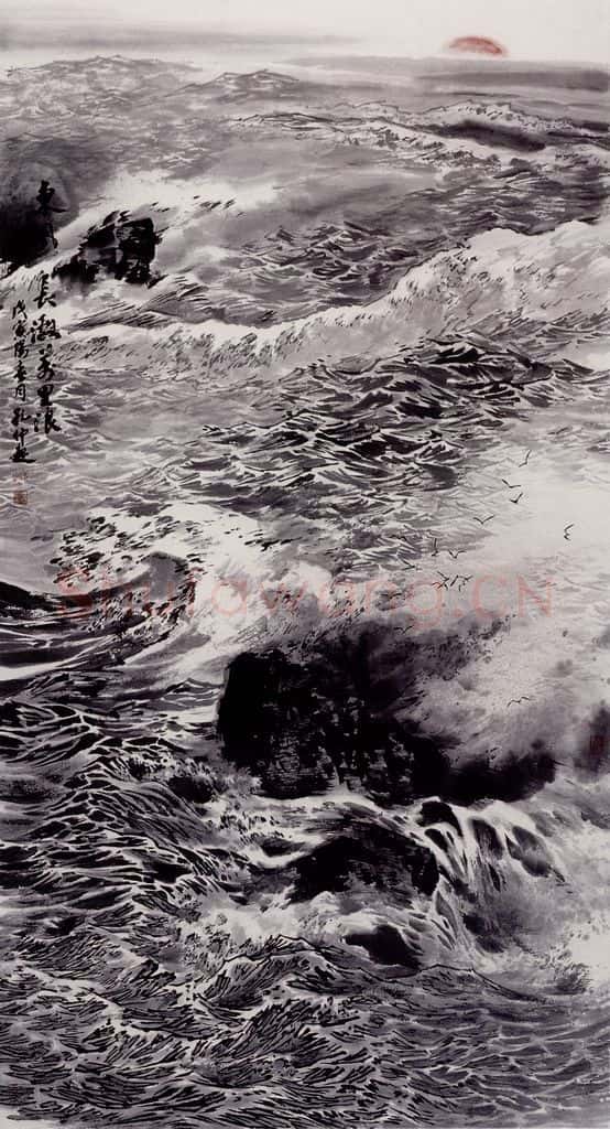 孔仲起《东风长激万里浪》书画作品