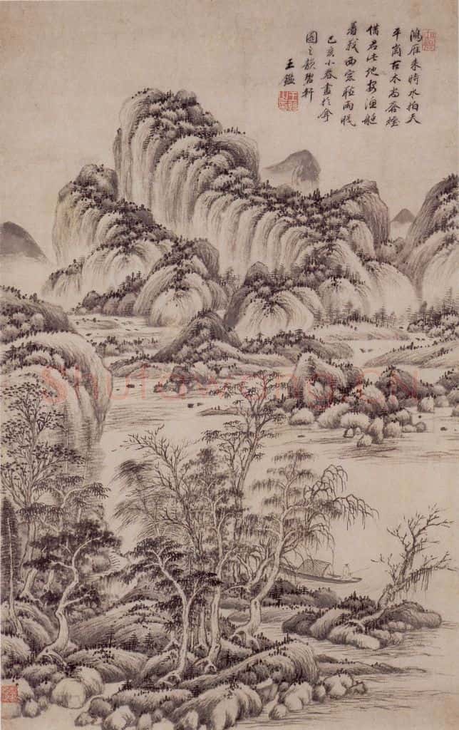 清 王鉴 杨铁厓诗意图轴 书画作品