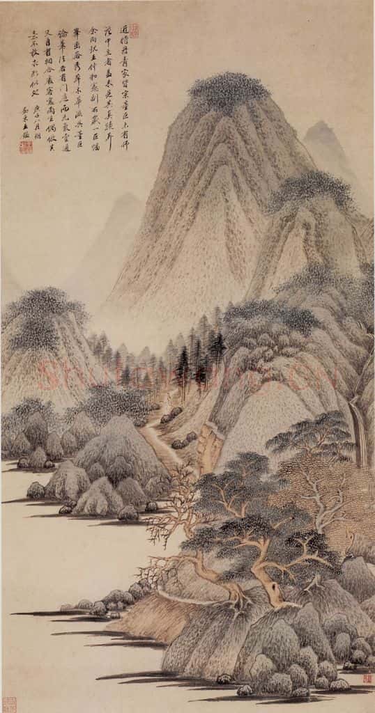 清 王鉴 仿范宽山水轴 书画作品