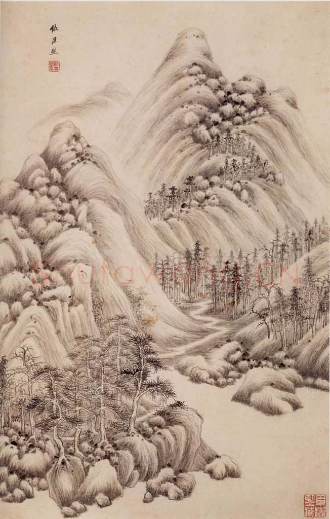 清 王鉴 仿宋元山水册 书画作品
