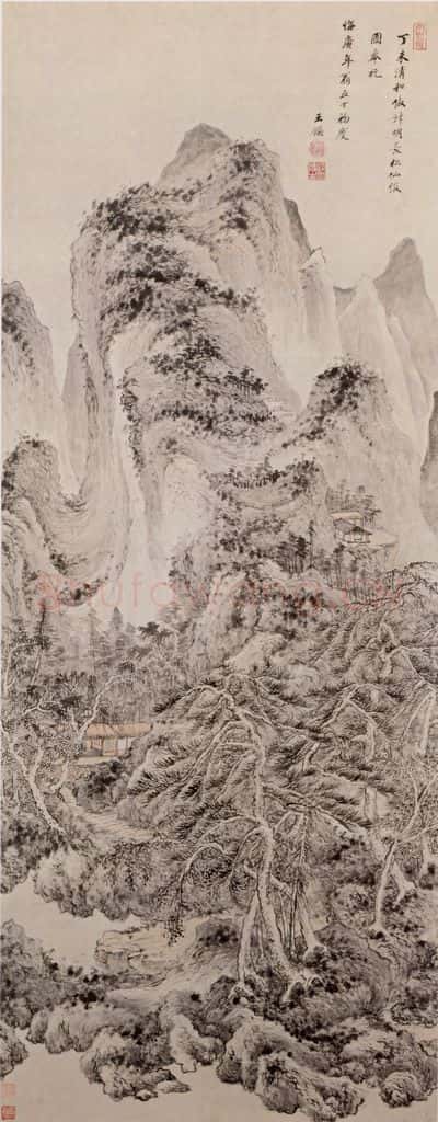 清 王鉴 长松仙馆图轴 书画作品