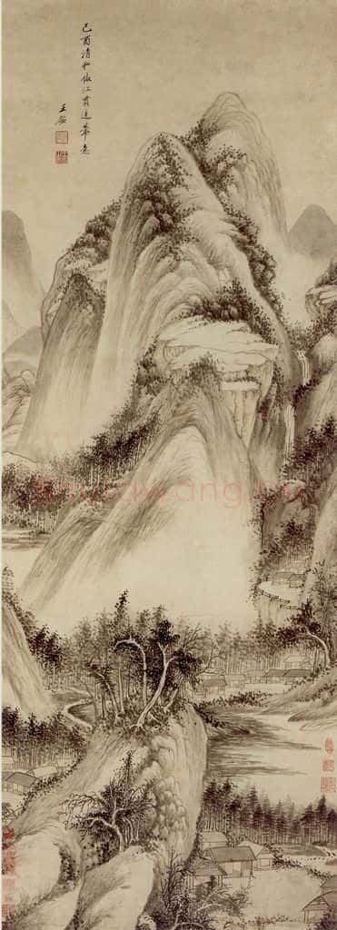 清 王鉴 仿江贯道山水轴 书画作品