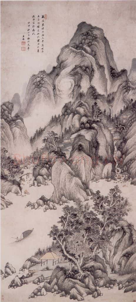 清 王鉴 仿北苑山水图轴 书画作品