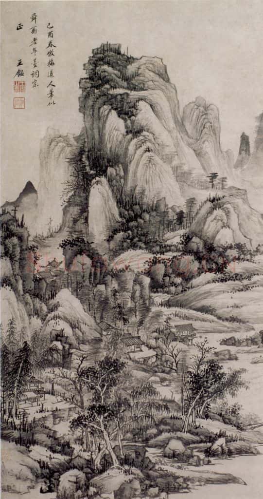 清 王鉴 仿梅道人山水轴 书画作品