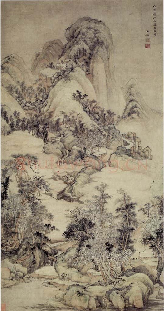 清 王鉴 仿赵孟頫山水轴 书画作品