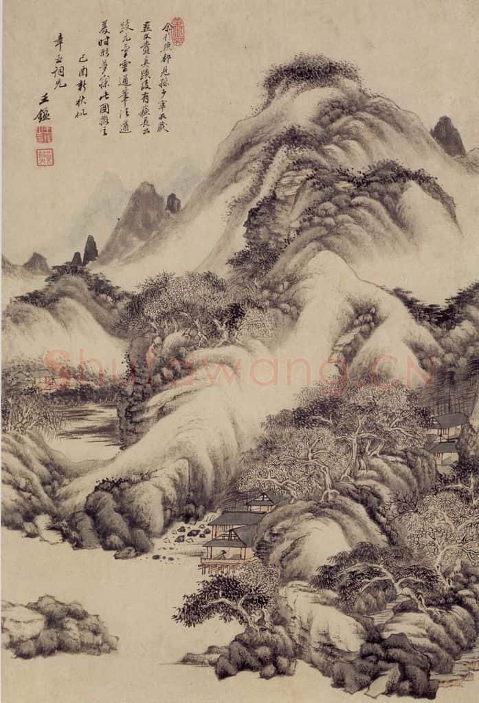 清 王鉴 仿燕文贵山水轴 书画作品