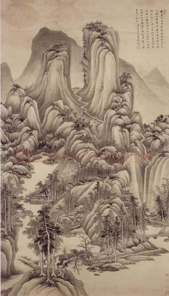 清 王鉴 关山秋霁图轴 书画作品