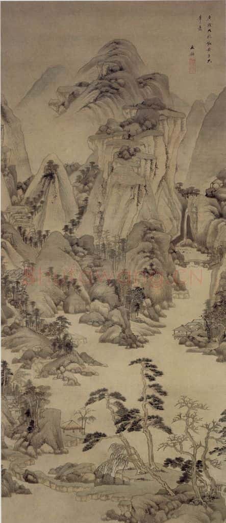 清 王鉴 远水岗峦图轴 书画作品