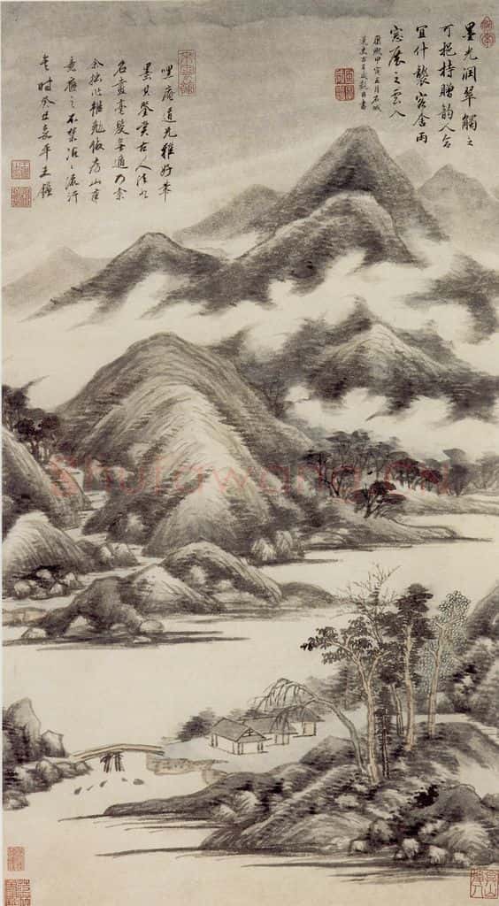 清 王鉴 仿高房山云山图轴 书画作品