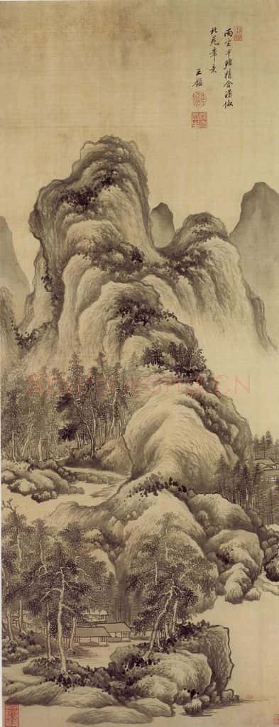 清 王鉴 仿北苑山水图轴 书画作品