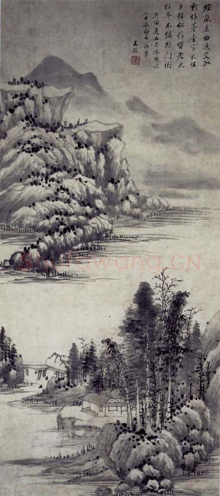 清 王鉴 仿沈周山水轴 书画作品