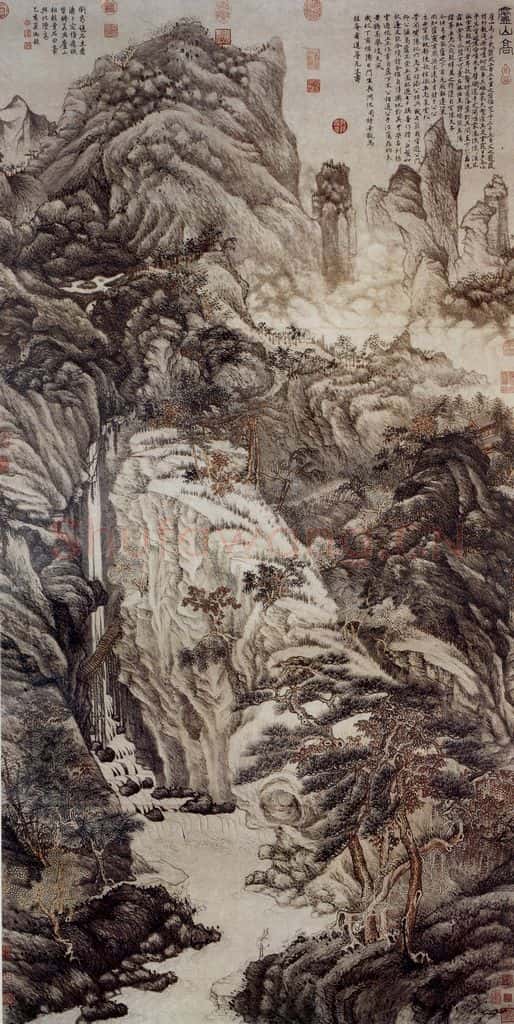 明 沈周《庐山高图轴》书画作品