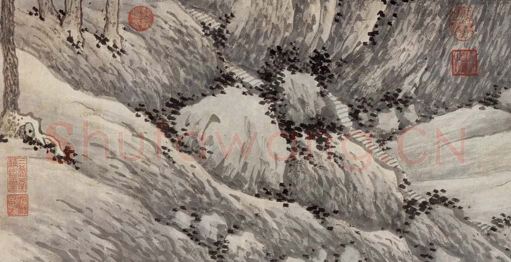 明 沈周《千人石夜游图卷》书画作品