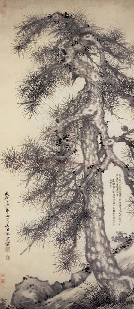 明 沈周《松石图轴》书画作品