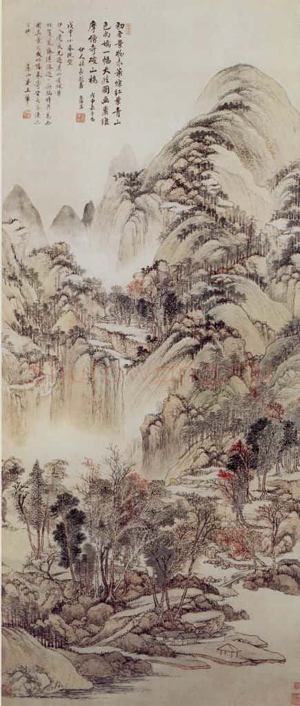 1668年 王翚《虞山枫林图轴》书画作品