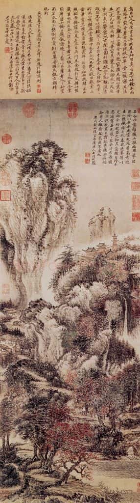 1670年 王翚《溪山红树图轴》书画作品