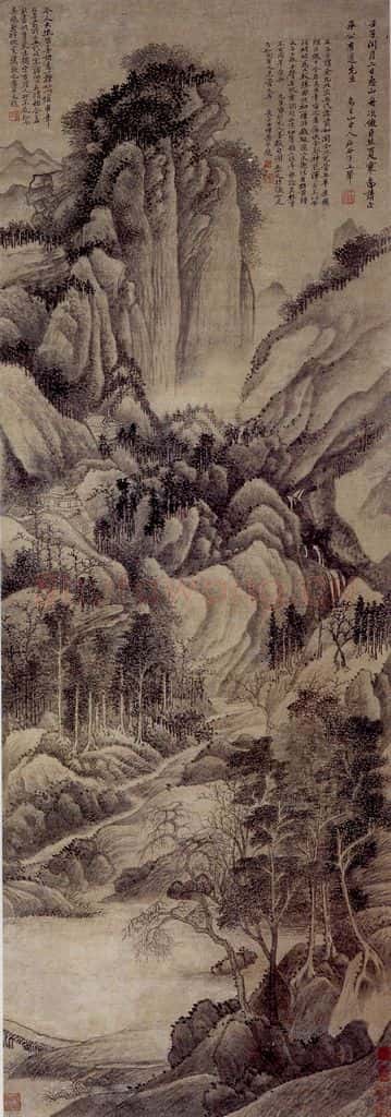 1672年 王翚《仿巨然夏寒图轴》书画作品