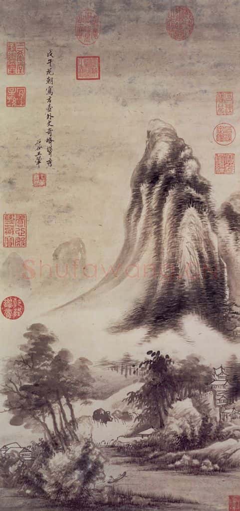 1678年 王翚《奇峰耸秀图轴》书画作品