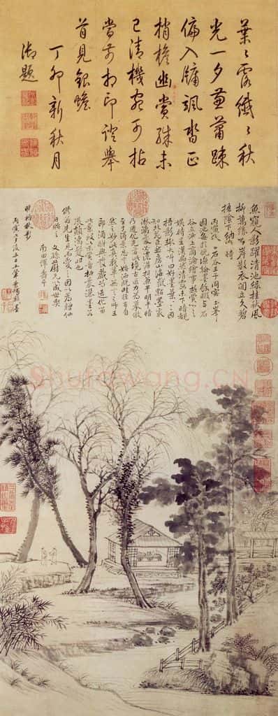 1686年 王翚《晚梧秋影图轴》书画作品