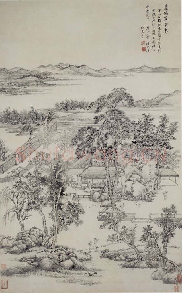1694年 王翚《卢鸿草堂图轴》书画作品