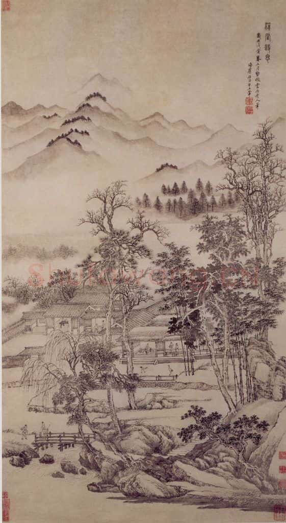 1698年 王翚《溪堂诗思图轴》书画作品