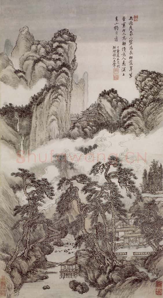 1717年 王翚《草堂碧泉图轴》书画作品