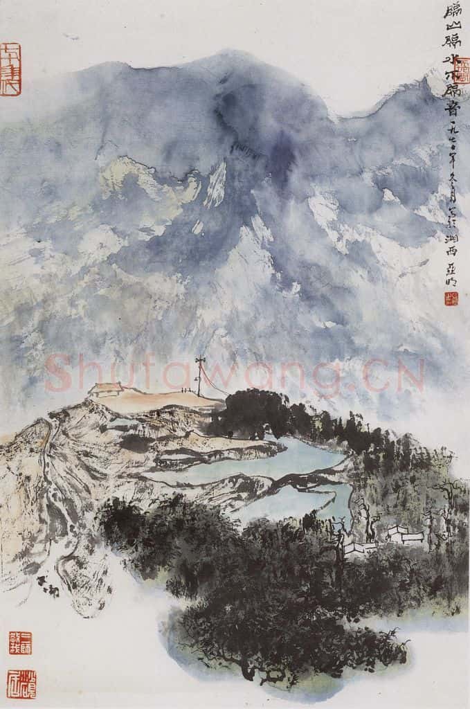 1974年 亚明《隔山隔水不隔音》书画作品