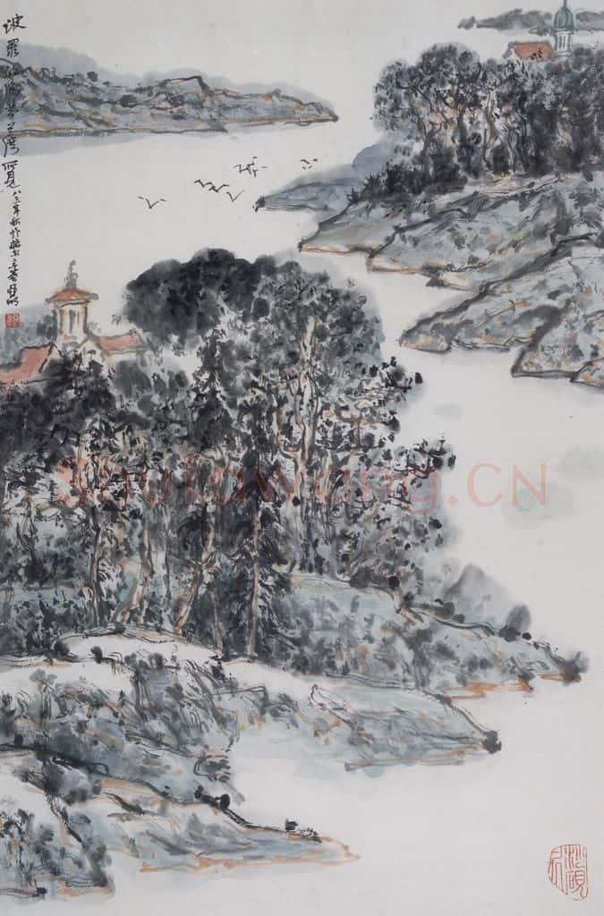 1983年 亚明《波罗的海芬兰湾》书画作品