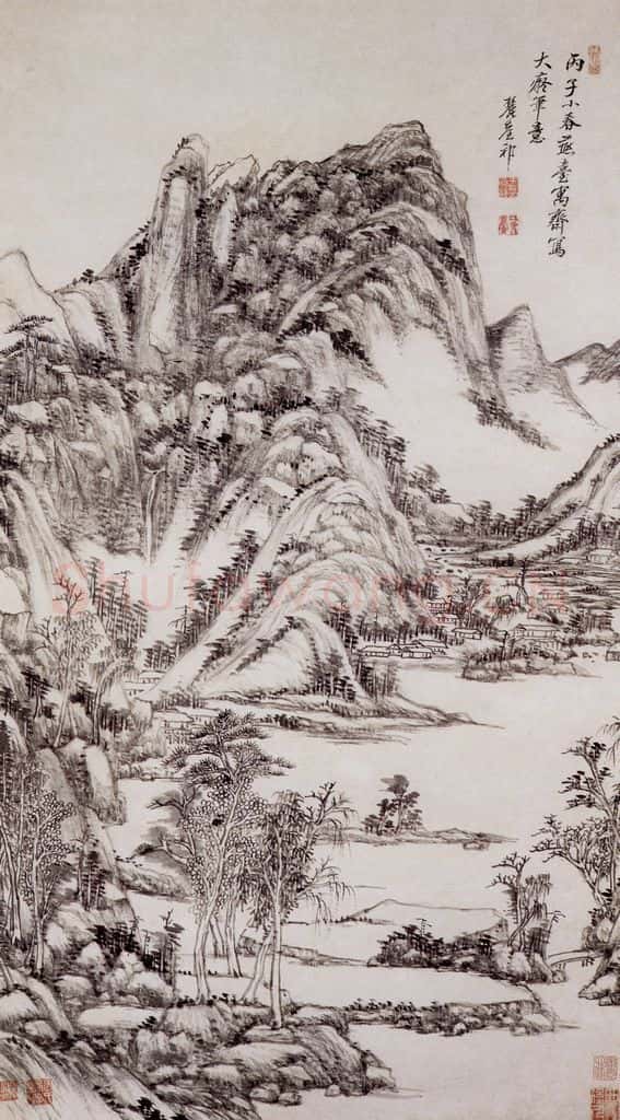 清 王原祁《仿大痴山水图轴》书画作品