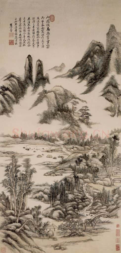 清 王原祁《仿高克恭云山图轴》书画作品
