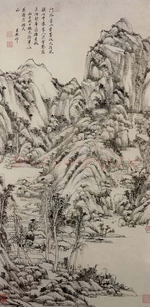 清 王原祁《仿大痴山水图轴》书画作品