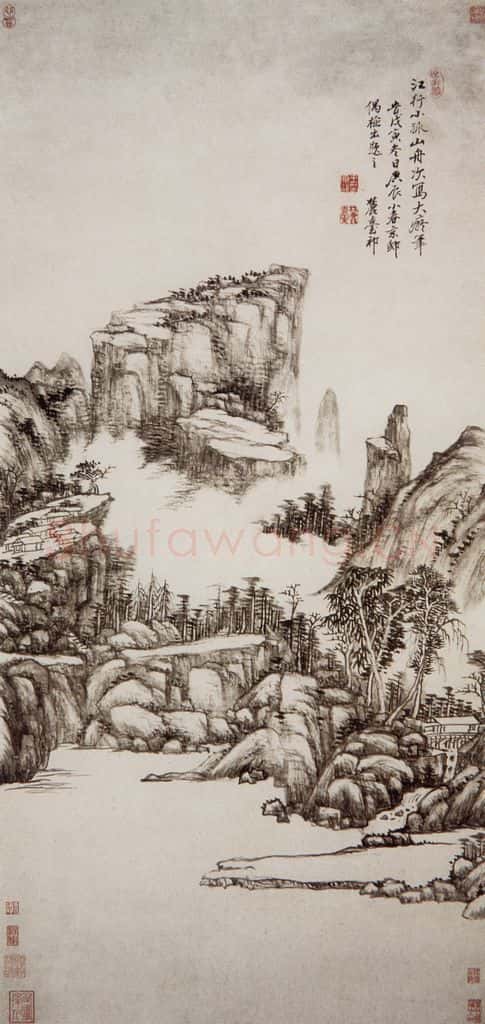 清 王原祁《小孤山图轴》书画作品