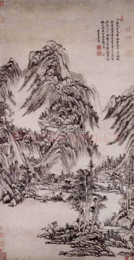 清 王原祁《仿大痴山水图轴》书画作品