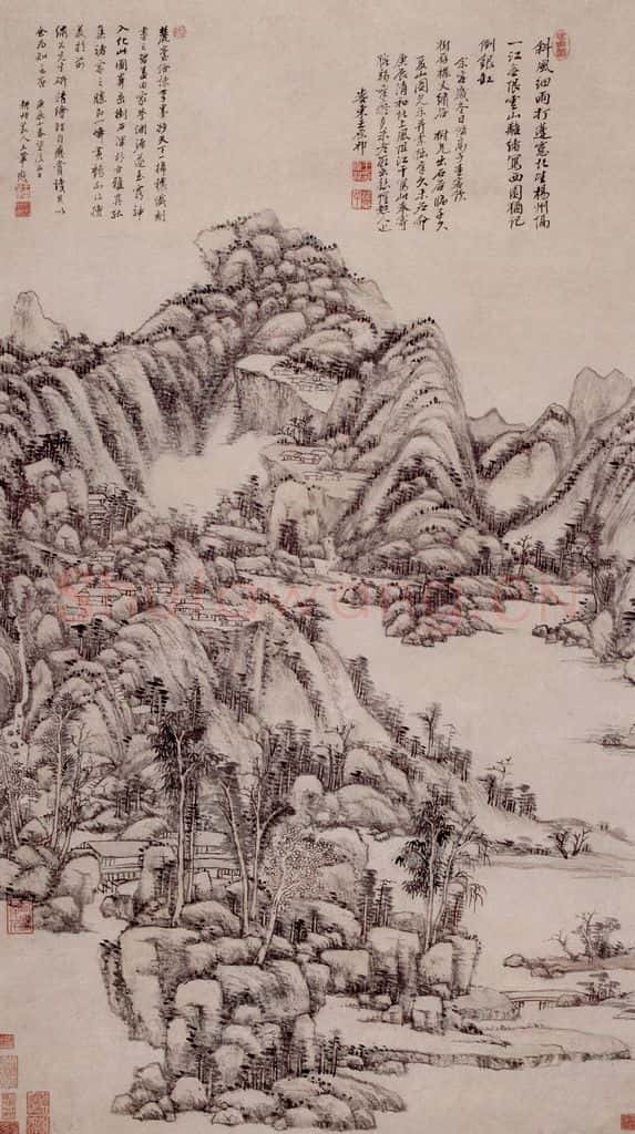 清 王原祁《夏山图轴》书画作品