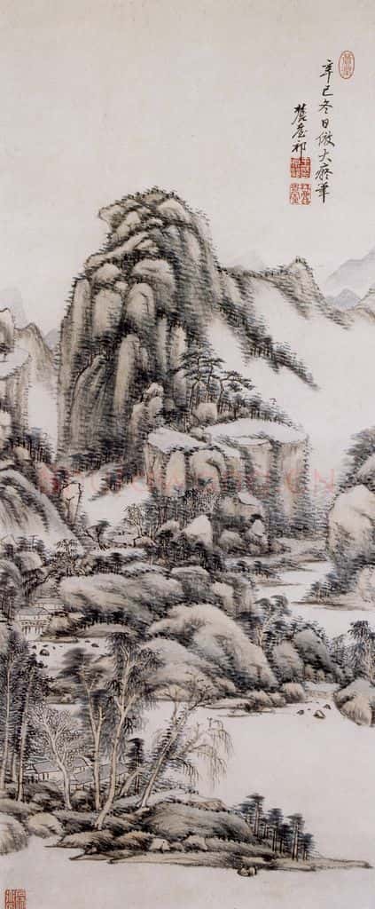 清 王原祁《仿黄子久山水图轴》书画作品