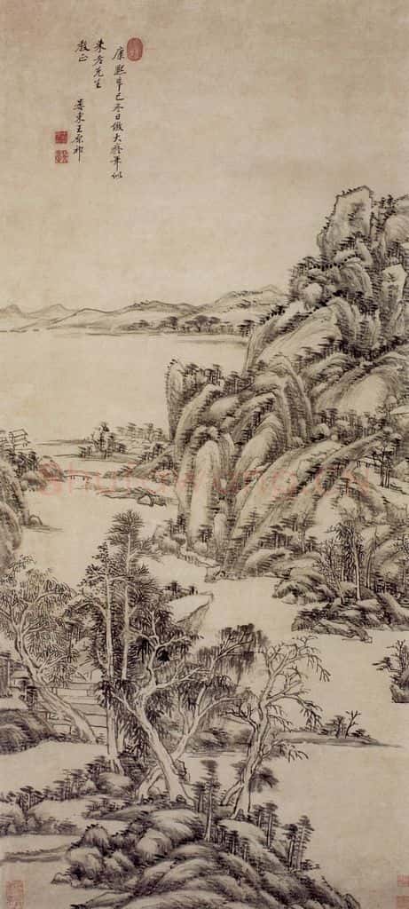 清 王原祁 山庄平远图轴 书画作品