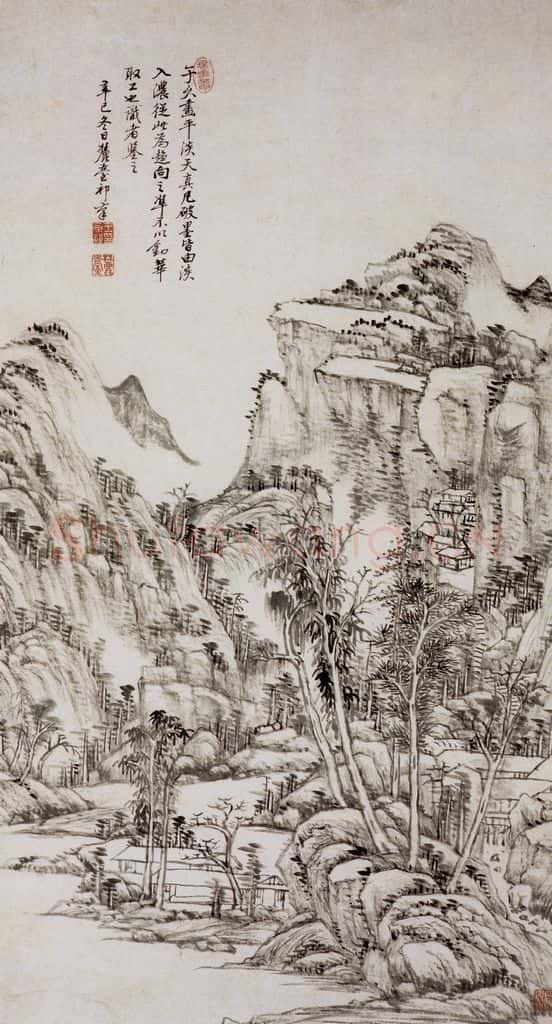 清 王原祁 溪山林屋图轴 书画作品