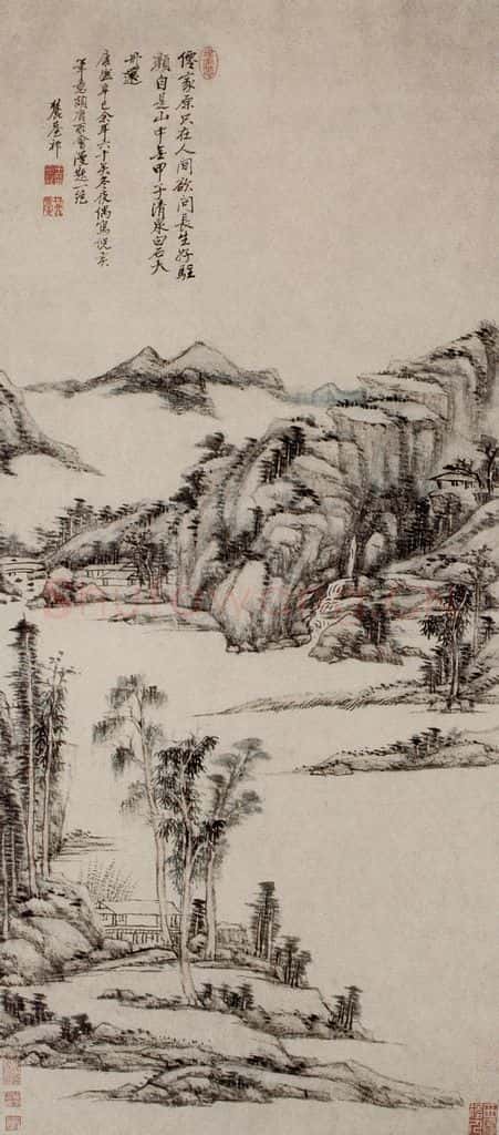 清 王原祁《清泉白石图轴》书画作品
