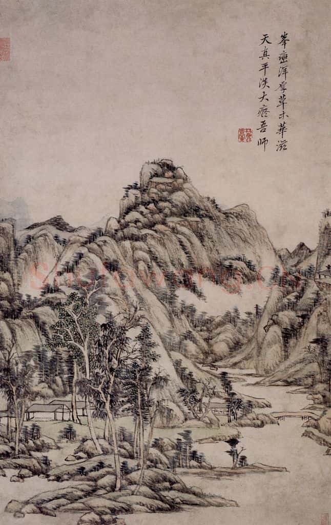 清 王原祁《仿古山水图屏》书画作品