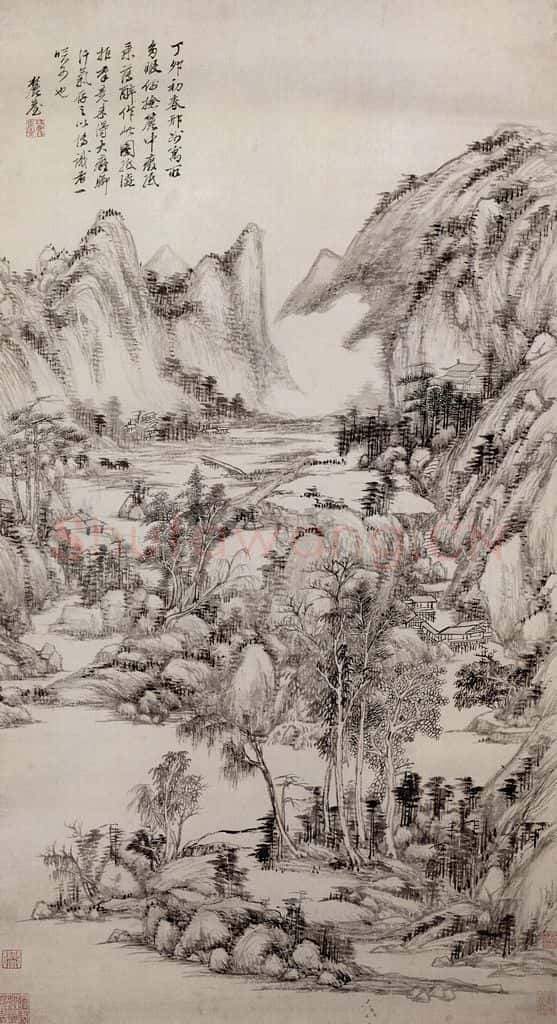 清 王原祁《仿大痴山水图轴》书画作品