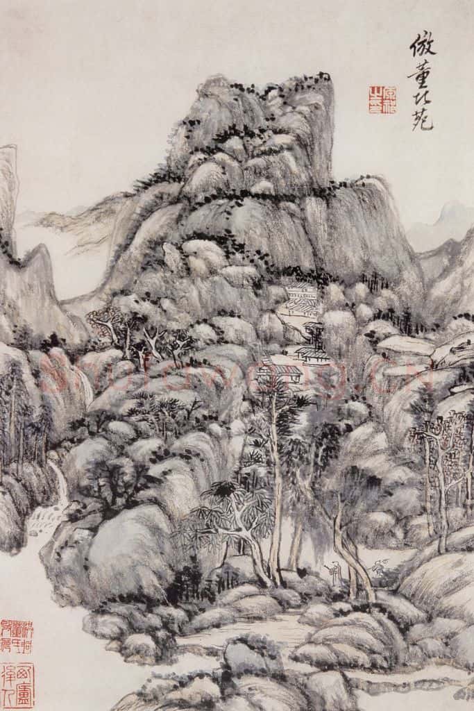 清 王原祁《仿古山水图册》书画作品