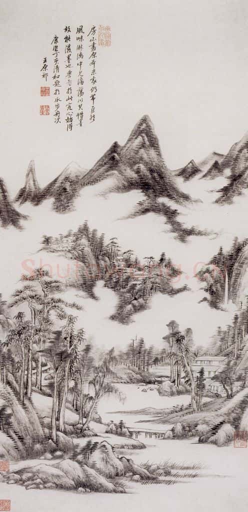 清 王原祁《仿高房山山水图轴》书画作品