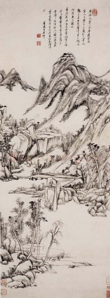 清 王原祁《仿大痴山水图轴》书画作品