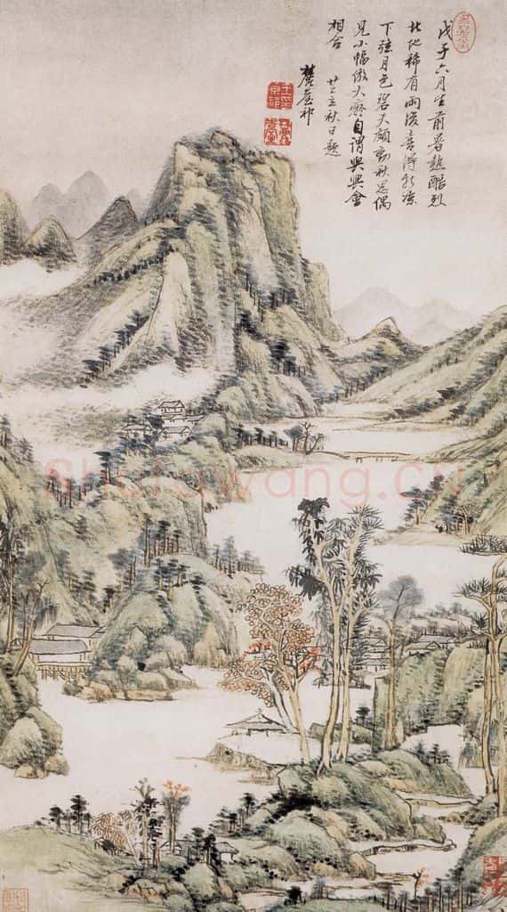 清 王原祁《仿大痴碧天秋思图轴》书画作品